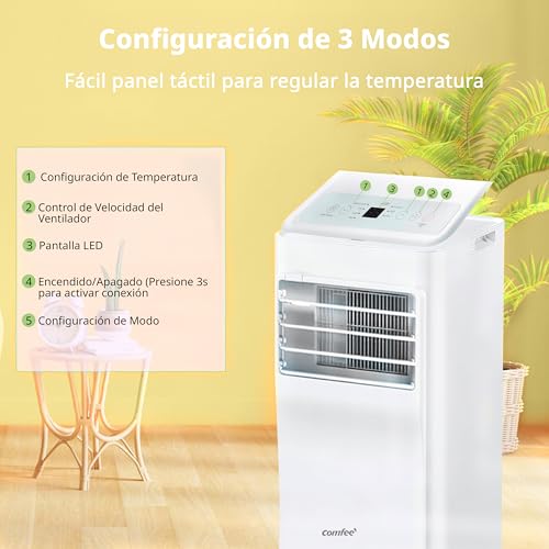 COMFEE Pingüino Aire Acondicionado Portátil 7000 BTU – Refrigera, Ventila y Deshumidifica, Sin Unidad Exterior, Bajo Consumo Energético, Control por App, Kit de Ventana Incluido