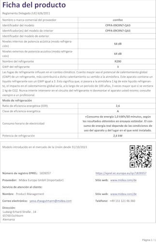 COMFEE Pingüino Aire Acondicionado Portátil 7000 BTU – Refrigera, Ventila y Deshumidifica, Sin Unidad Exterior, Bajo Consumo Energético, Control por App, Kit de Ventana Incluido