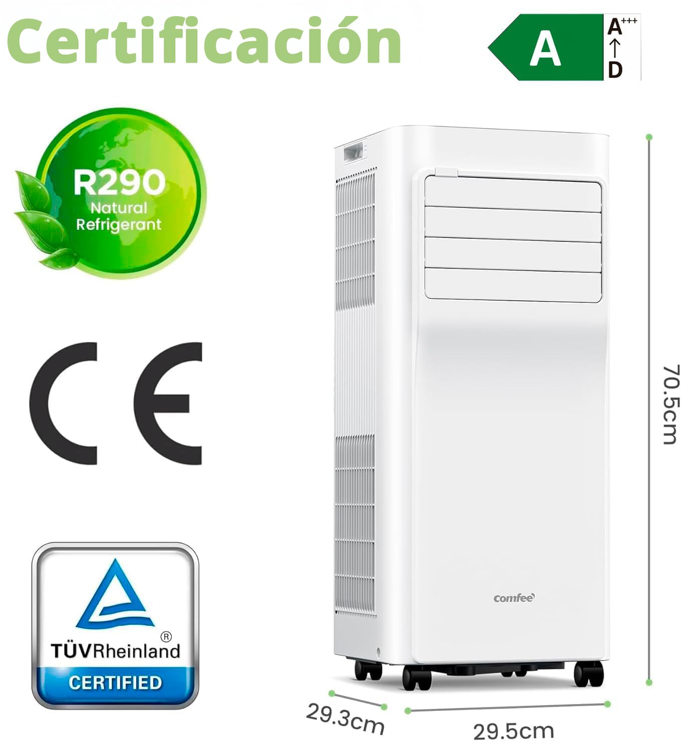 COMFEE Pingüino Aire Acondicionado Portátil 7000 BTU – Refrigera, Ventila y Deshumidifica, Sin Unidad Exterior, Bajo Consumo Energético, Control por App, Kit de Ventana Incluido