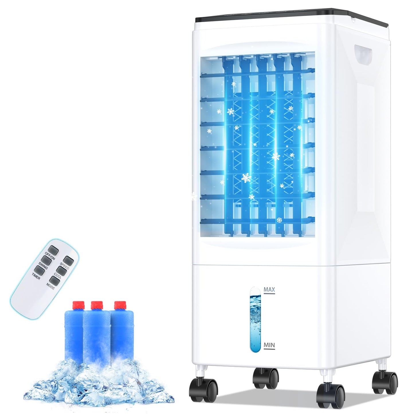 Eysddifr Portable Air Conditioner with 6L Tank – Large Mobile Air Cooler, Silent Evaporative Cooler, 1-7 Hour Timer, 2 Modes, 3 Speeds, Remote Control, Oscillation for Home