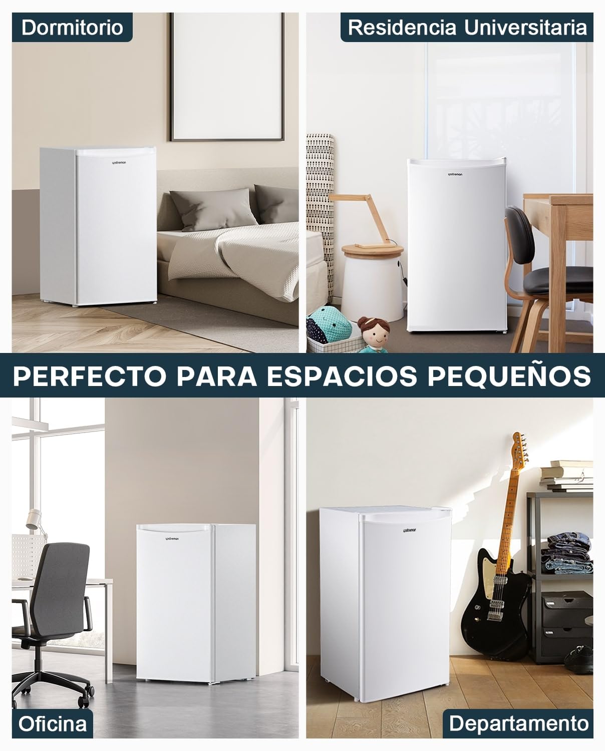 Mini Frigorífico Upstreman BR321 91L con Congelador – Silencioso, Bajo Consumo, Puerta Reversible, Blanco