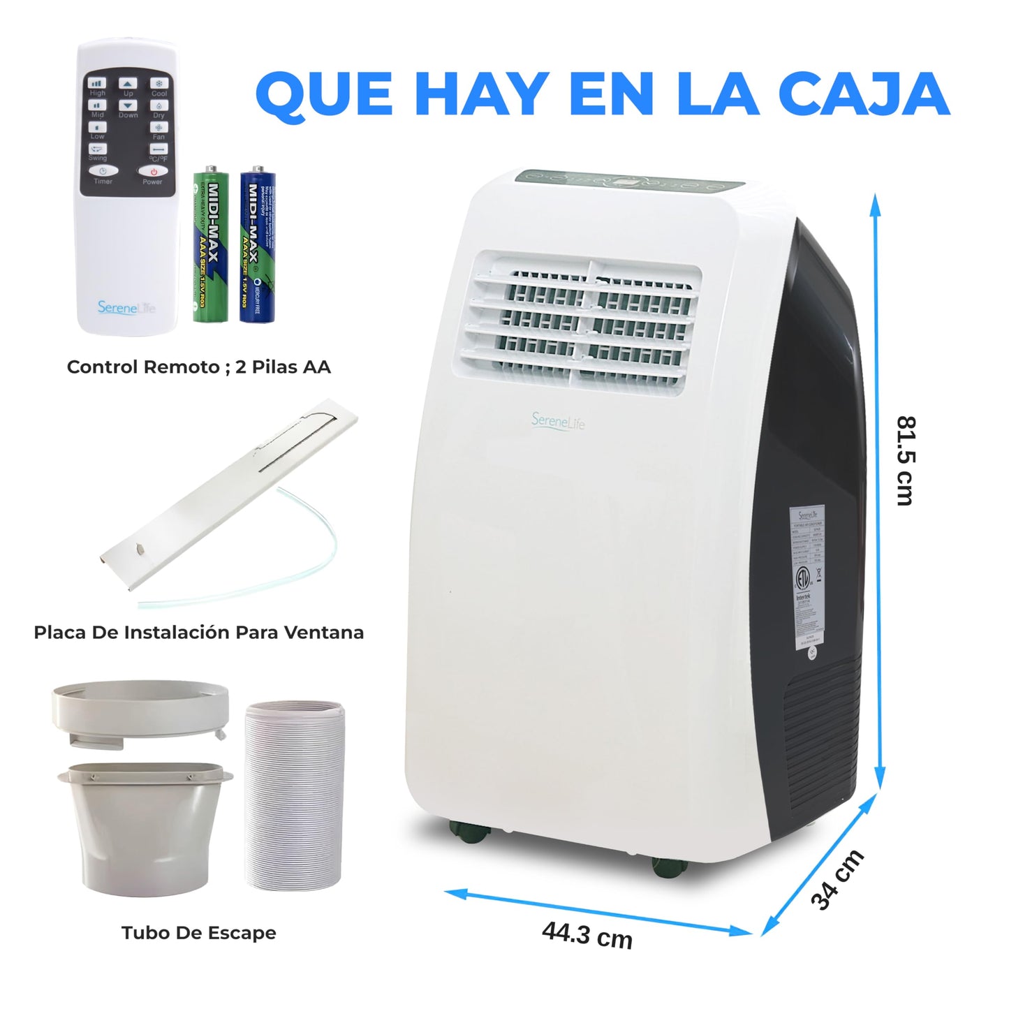 SereneLife Portable Air Conditioner 7,000 BTU – Quiet Mobile Cooling with Dehumidifier and Fan, Remote Control – Perfect for Home and Office