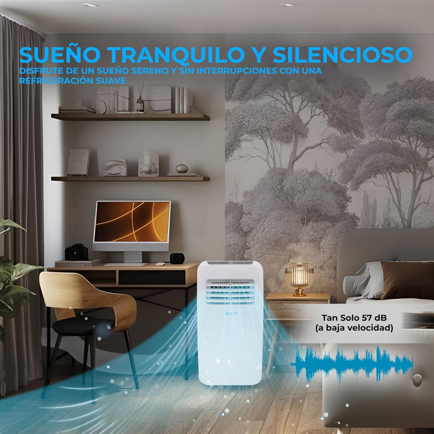 SereneLife Portable Air Conditioner 7,000 BTU – Quiet Mobile Cooling with Dehumidifier and Fan, Remote Control – Perfect for Home and Office