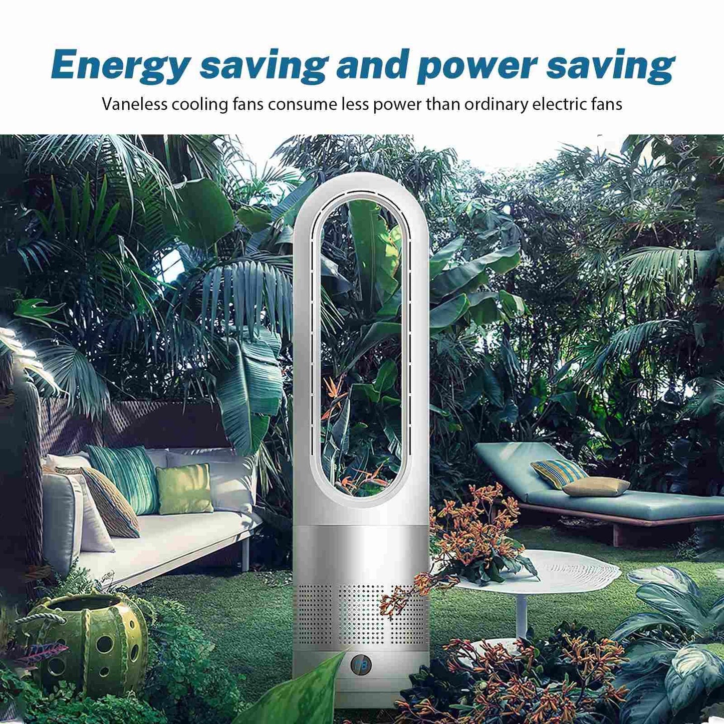Bladeless Tower Fan with Air Purifier, 18-inch Quiet Tower Fan with Remote Control, 8 Speeds, 80° Oscillation, 8-Hour Timer, LED Display – White