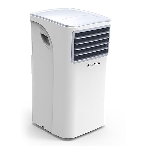 Ariston, Mobis 9 - Pinguino Aire Acondicionado Portátil Silencioso con Temporizador y Mando a Distancia, Climatizador 24x69x2.5 Blanco, Fabricado para Instalación en España, Eficiencia A Rango(A+++/D)