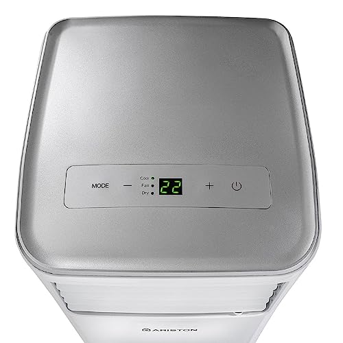 Ariston, Mobis 9 - Pinguino Aire Acondicionado Portátil Silencioso con Temporizador y Mando a Distancia, Climatizador 24x69x2.5 Blanco, Fabricado para Instalación en España, Eficiencia A Rango(A+++/D)