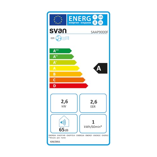 Svan Portable Air Conditioner 9000 BTU – Cooling Only, Touch LED Display, Timer, Remote Control, Window Installation Kit Included, Energy Class A