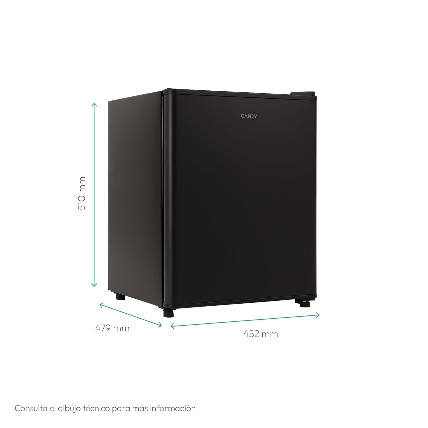 Minibar Candy 43L – Bajo Encimera, Iluminación LED, Control de Temperatura Mecánico, Silencioso 37 dB, Diseño Compacto – Negro