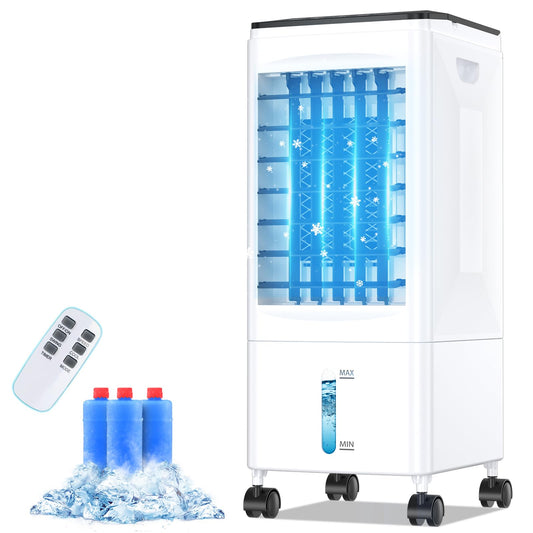 Eysddifr Portable Air Conditioner with 6L Tank – Large Mobile Air Cooler, Silent Evaporative Cooler, 1-7 Hour Timer, 2 Modes, 3 Speeds, Remote Control, Oscillation for Home