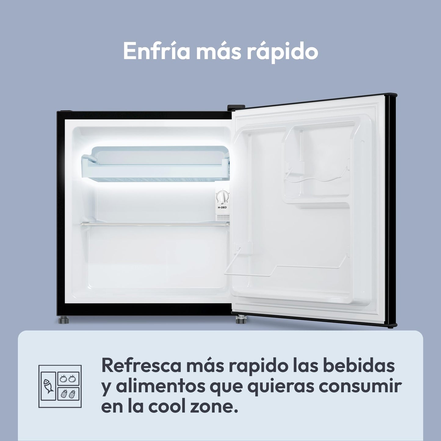 Minibar Candy 43L – Bajo Encimera, Iluminación LED, Control de Temperatura Mecánico, Silencioso 37 dB, Diseño Compacto – Negro