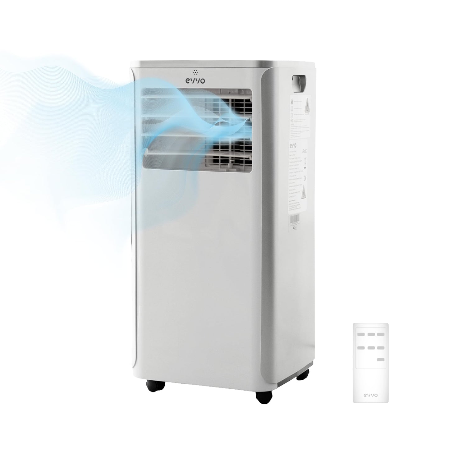 EVVO Portable Air Conditioner 3-in-1, 9,000 BTU, Remote Control, Suitable for 20m², Energy Class A, Window Installation Kit (Model: Clima P9 White)