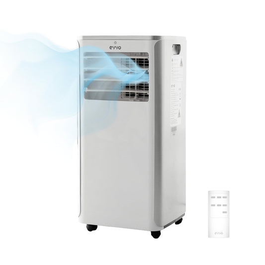 EVVO Portable Air Conditioner 3-in-1, 9,000 BTU, Remote Control, Suitable for 20m², Energy Class A, Window Installation Kit (Model: Clima P9 White)