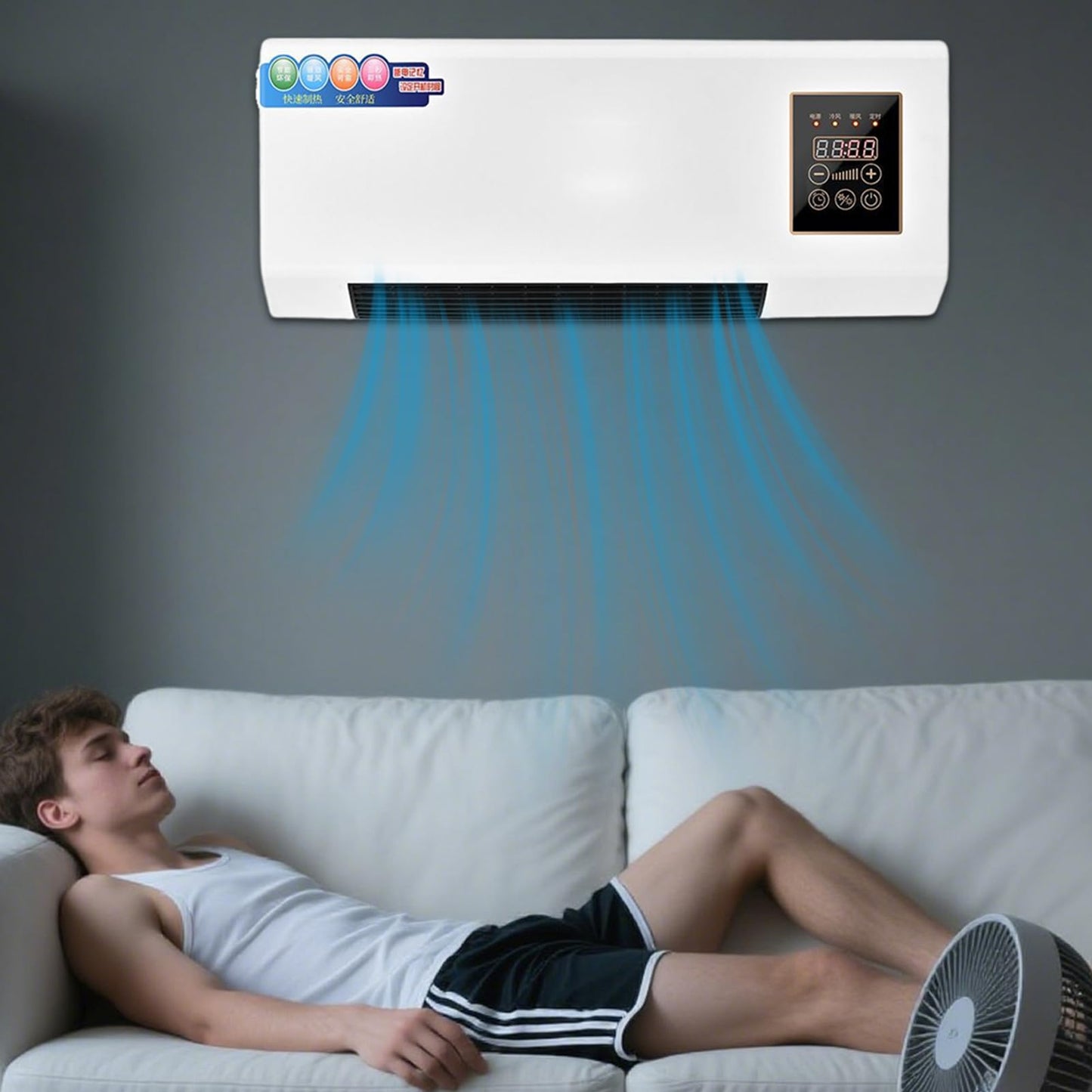 Aire Acondicionado Split - Equipo Compacto De Climatización,Con Velocidades De Ajustables Mando A Distancia Frío Calor Para Sala De Estar Baño Oficina