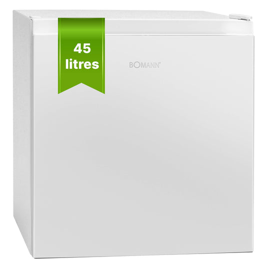 Mini Frigorífico Bomann KB7245 45L Blanco – Congelador 4L, Puerta Reversible, Silencioso, Regulador Temperatura, Clase E