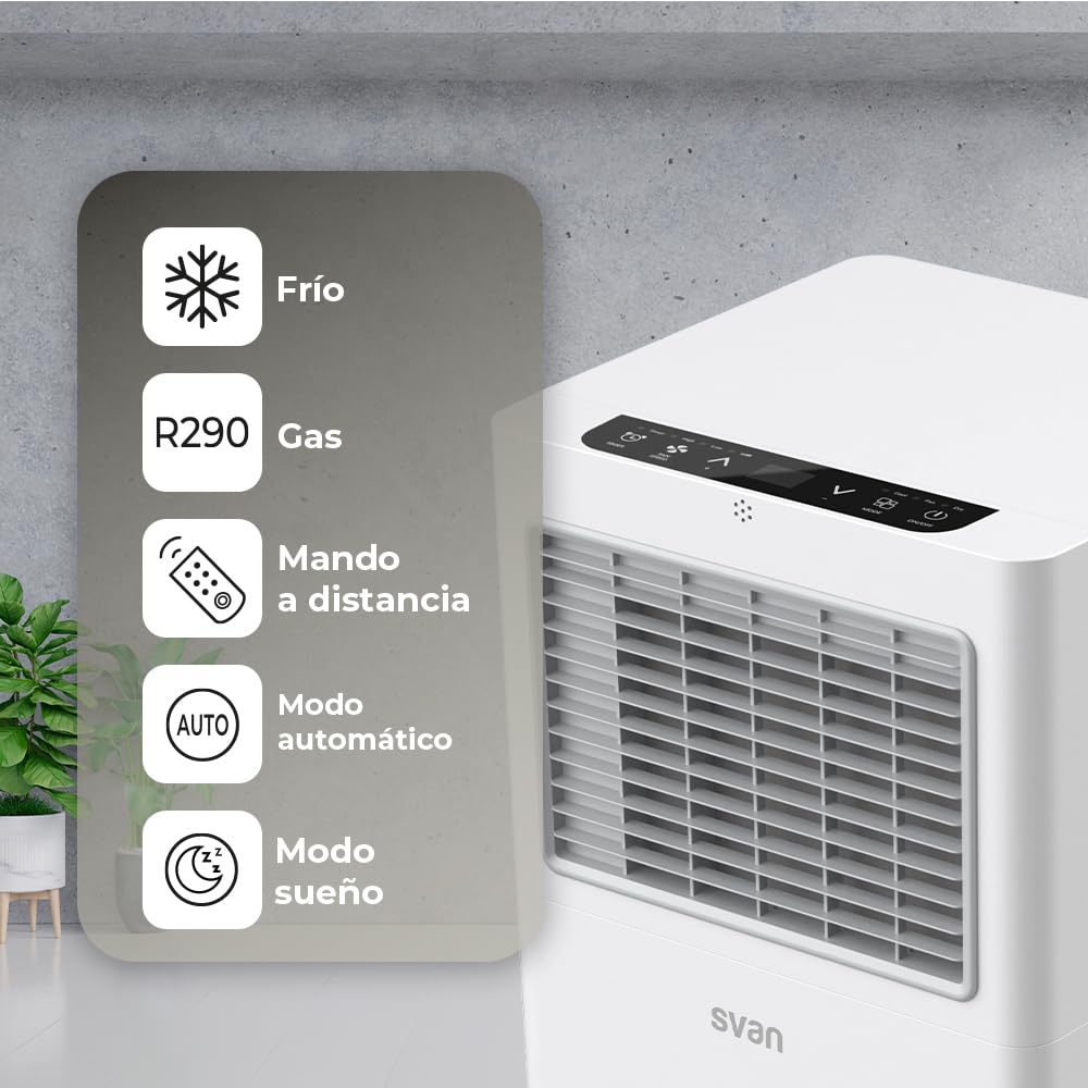 Svan Portable Air Conditioner 9000 BTU – Cooling Only, Touch LED Display, Timer, Remote Control, Window Installation Kit Included, Energy Class A