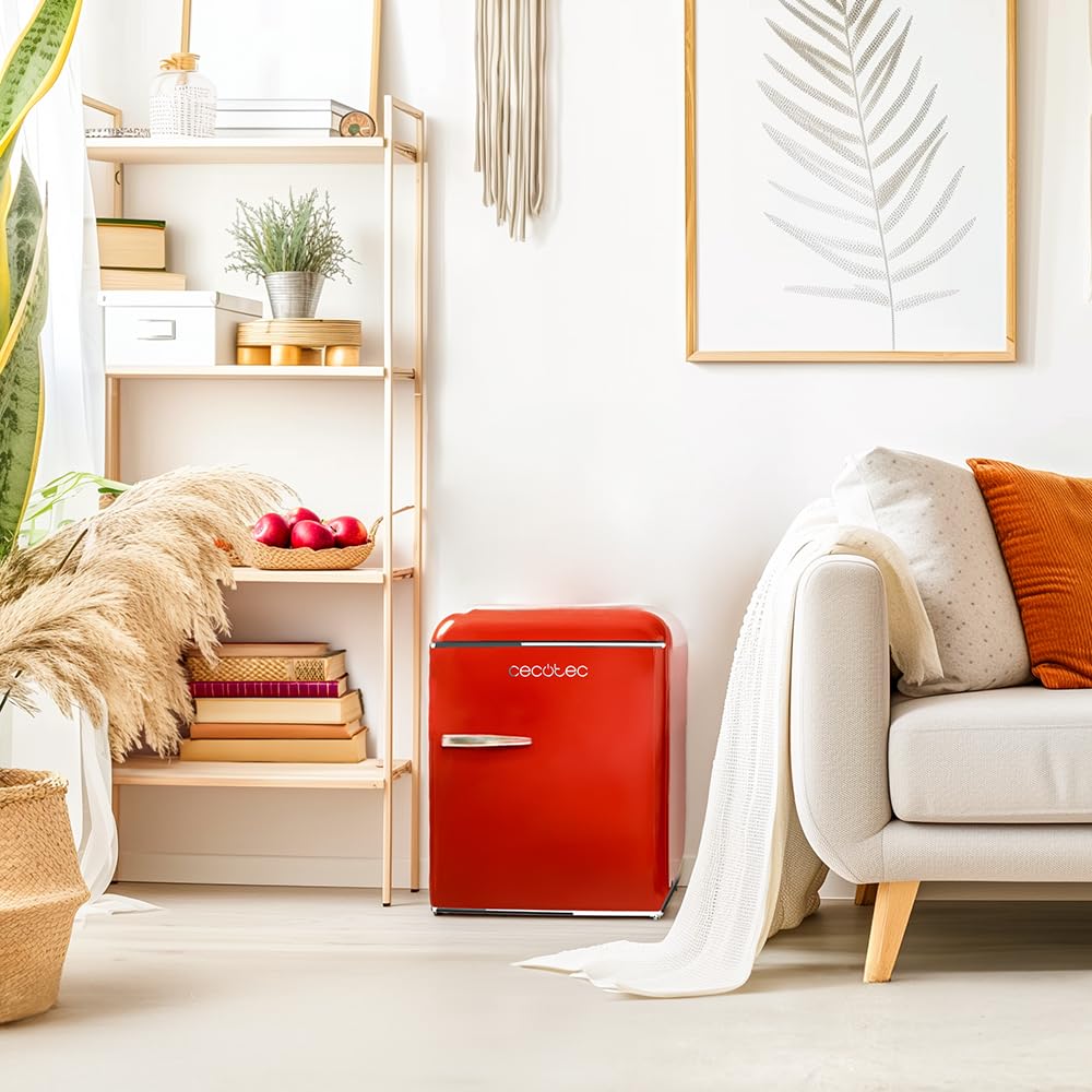 Minibar Cecotec Retro 45L – Icebox Integrado, Estilo Vintage, Bajo Consumo Energético, Diseño Compacto – Rojo