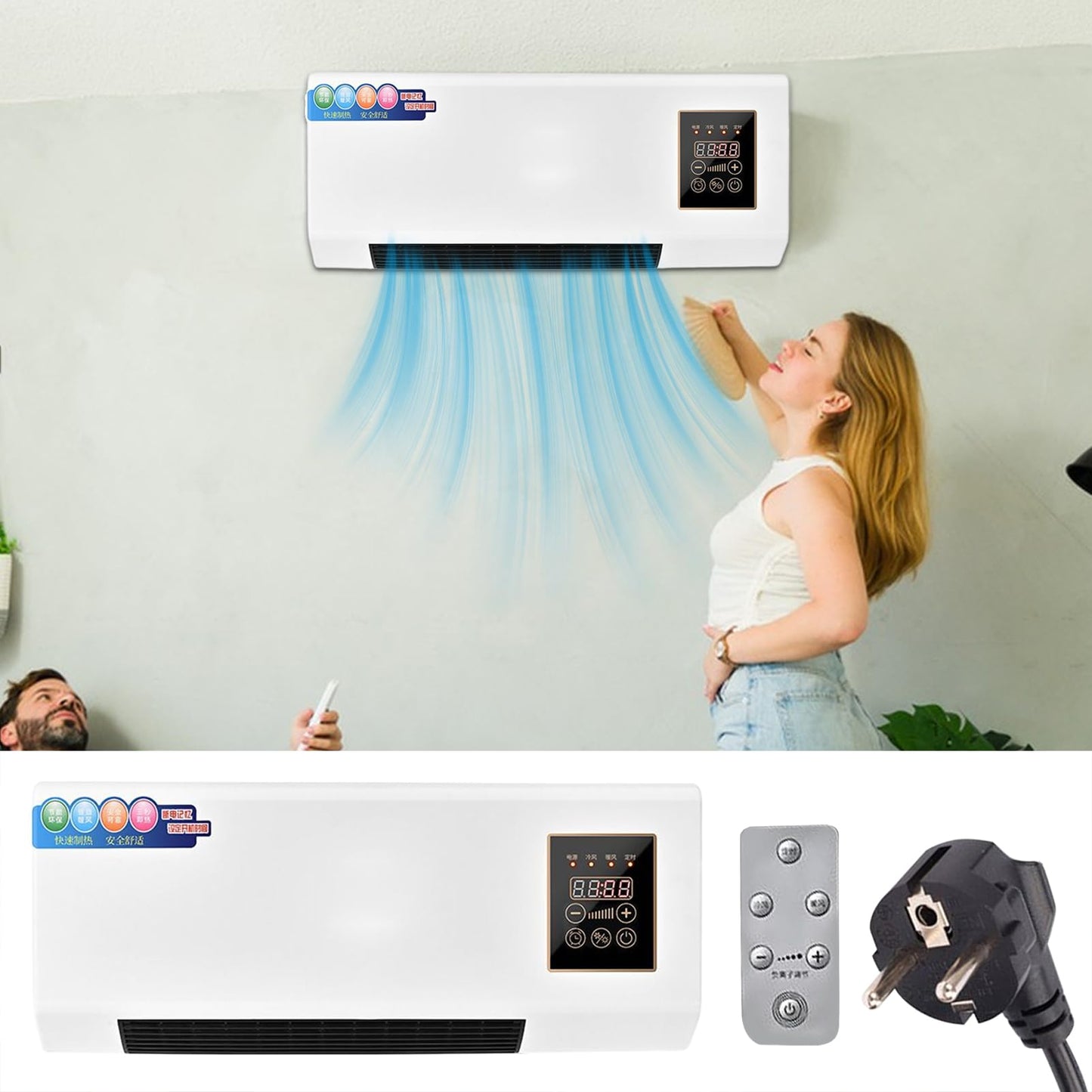 Aire Acondicionado Split - Equipo Compacto De Climatización,Con Velocidades De Ajustables Mando A Distancia Frío Calor Para Sala De Estar Baño Oficina