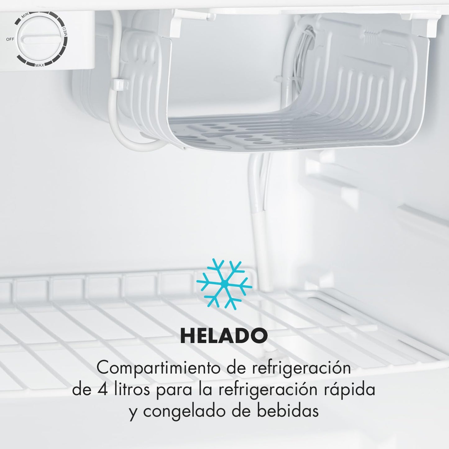 Klarstein Cool Kid – Mini Nevera Compacta de 66L con Congelador 4L, Bajo Consumo Clase E, Refrigerador Silencioso 42 dB, Acero Inoxidable Plateado