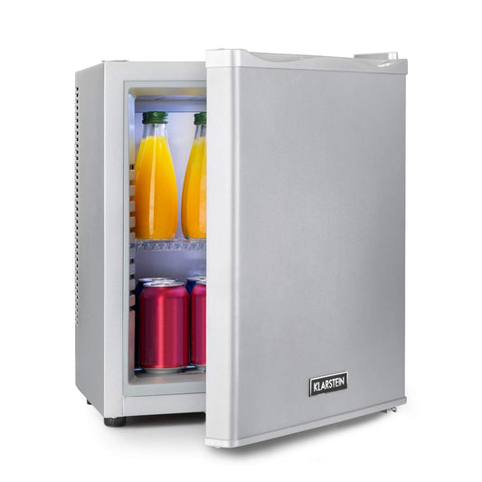 Mini Nevera Eléctrica KLARSTEIN 23 L – Frigorífico Compacto para Bebidas, Alimentos o Cosméticos – Bajo Consumo, Temperatura Regulable 5–15 °C, Motor Silencioso – Plata