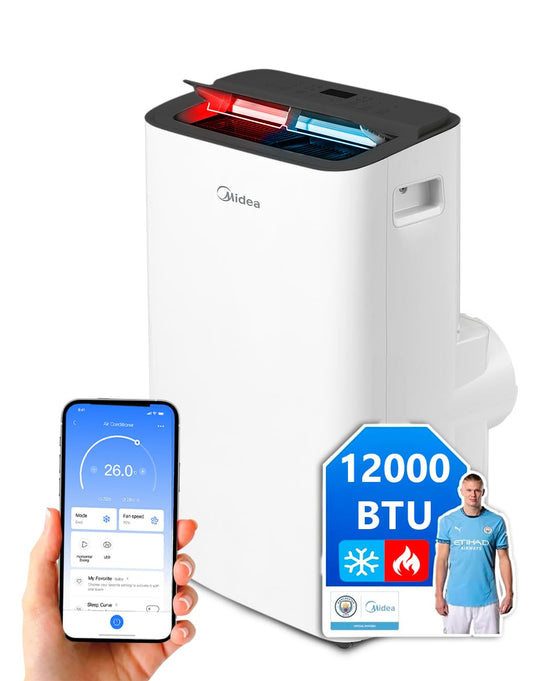 MIDEA Pingüino Portable Air Conditioner with Heating – 12,000 BTU / 3000 Cooling Capacity, Silent Operation, 3500W Heat Pump, 4 Modes, Includes Window Kit and Remote Control