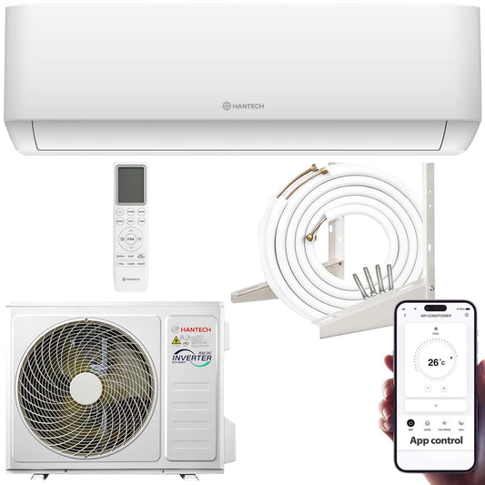 Split aire acondicionado 9000 BTU H-PRO con función de calefacción y refrigeración, filtro de aire, WIFI y material de montaje incluido