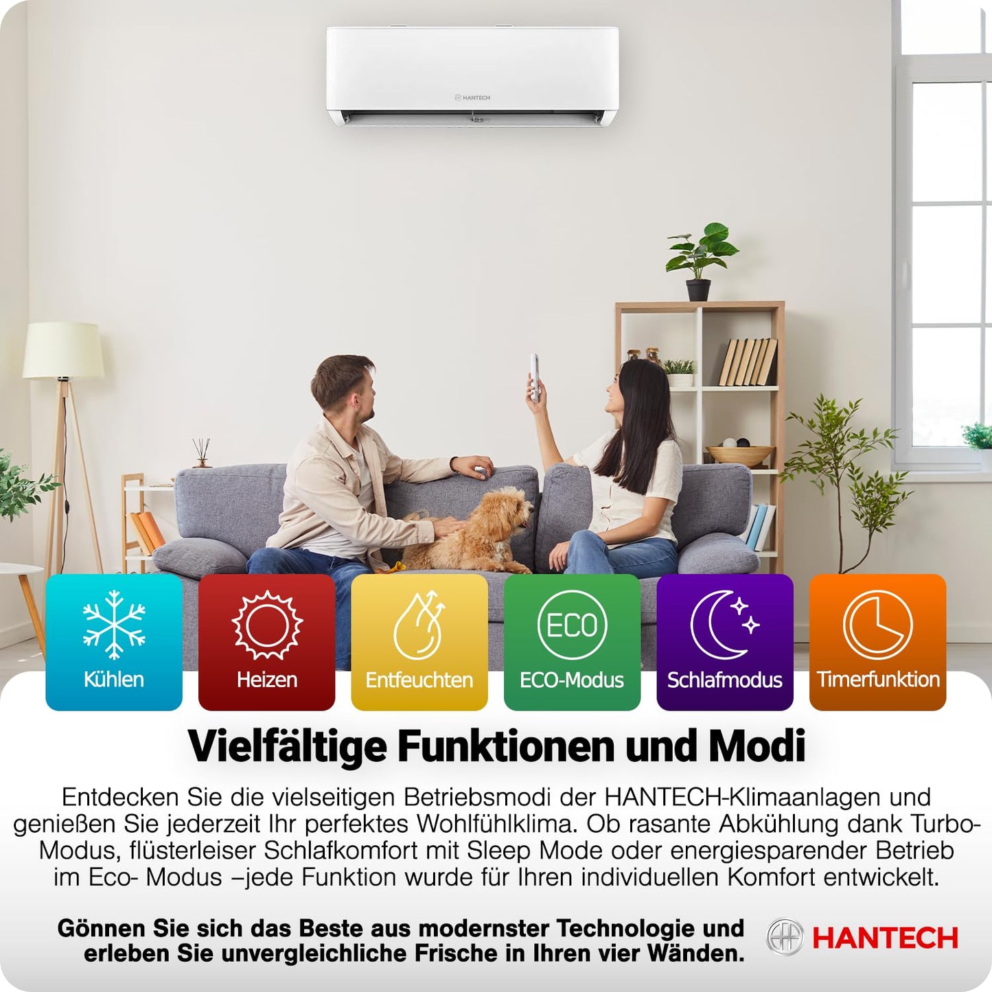 Split aire acondicionado 9000 BTU H-PRO con función de calefacción y refrigeración, filtro de aire, WIFI y material de montaje incluido