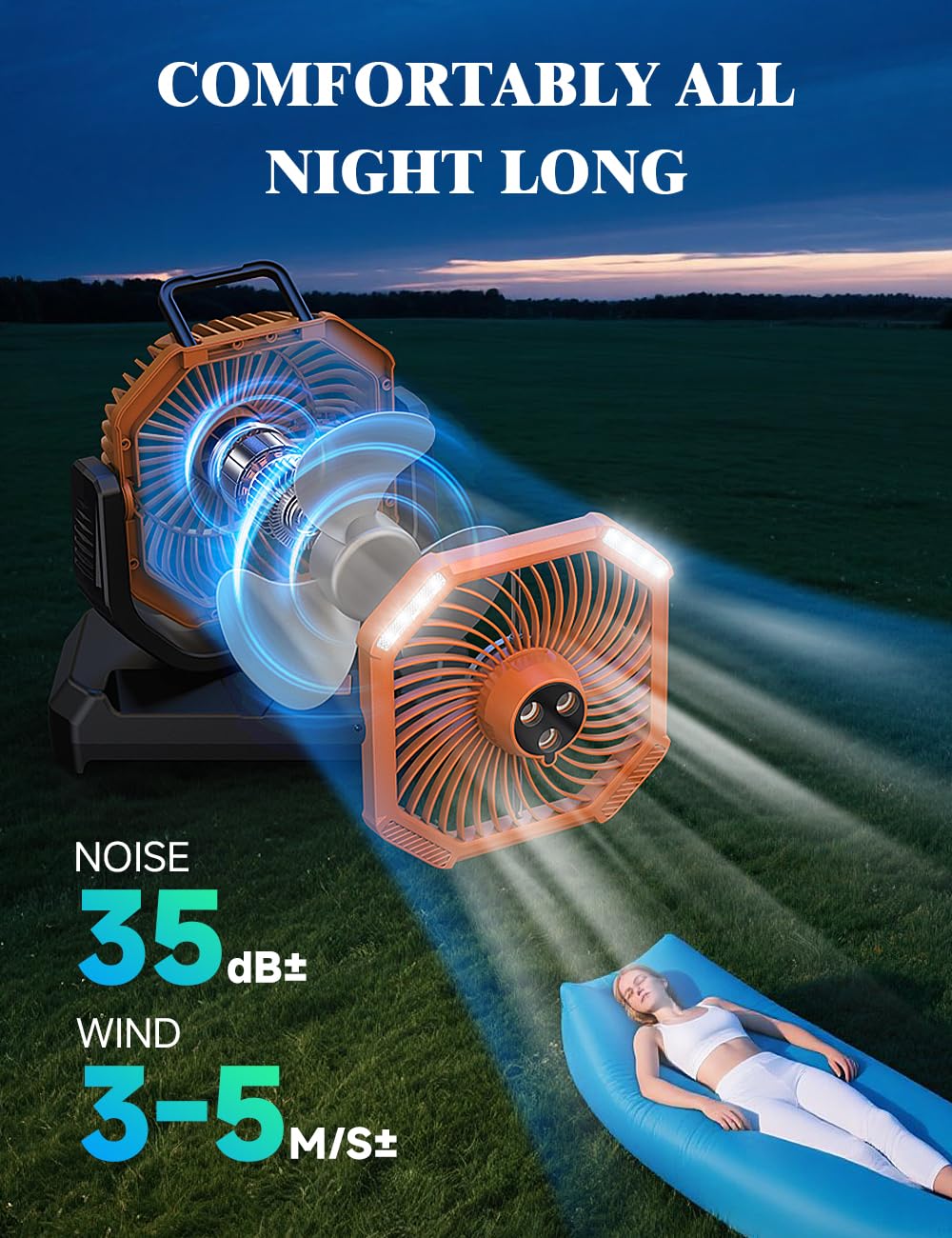 **Aire Acondicionado Portátil 5 en 1** – Enfriador de aire con tanque de agua de 6 L, batería recargable de 20.000 mAh vía USB, 4 velocidades de viento, oscilación automática y funcionamiento silencioso. Ideal para uso interior y exterior.