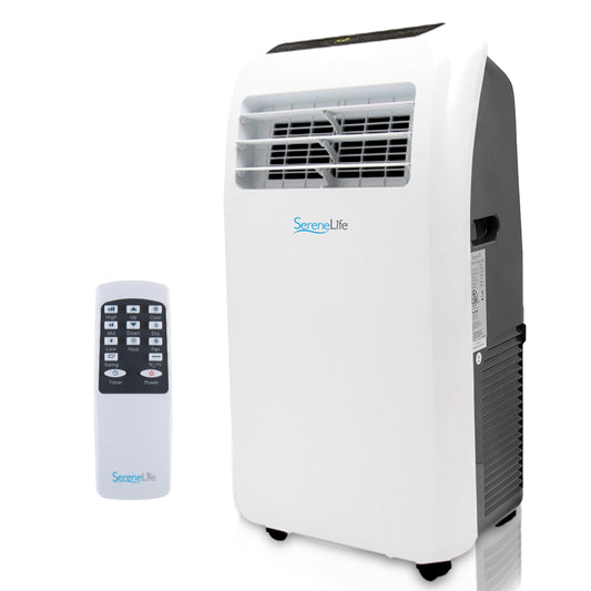 SereneLife Aire Acondicionado Portátil 12,000 BTU – Silencioso y Móvil, con Deshumidificador, Ventilador, Kit de Escape para Ventana y Mando a Distancia, Ideal para Casa y Oficina
