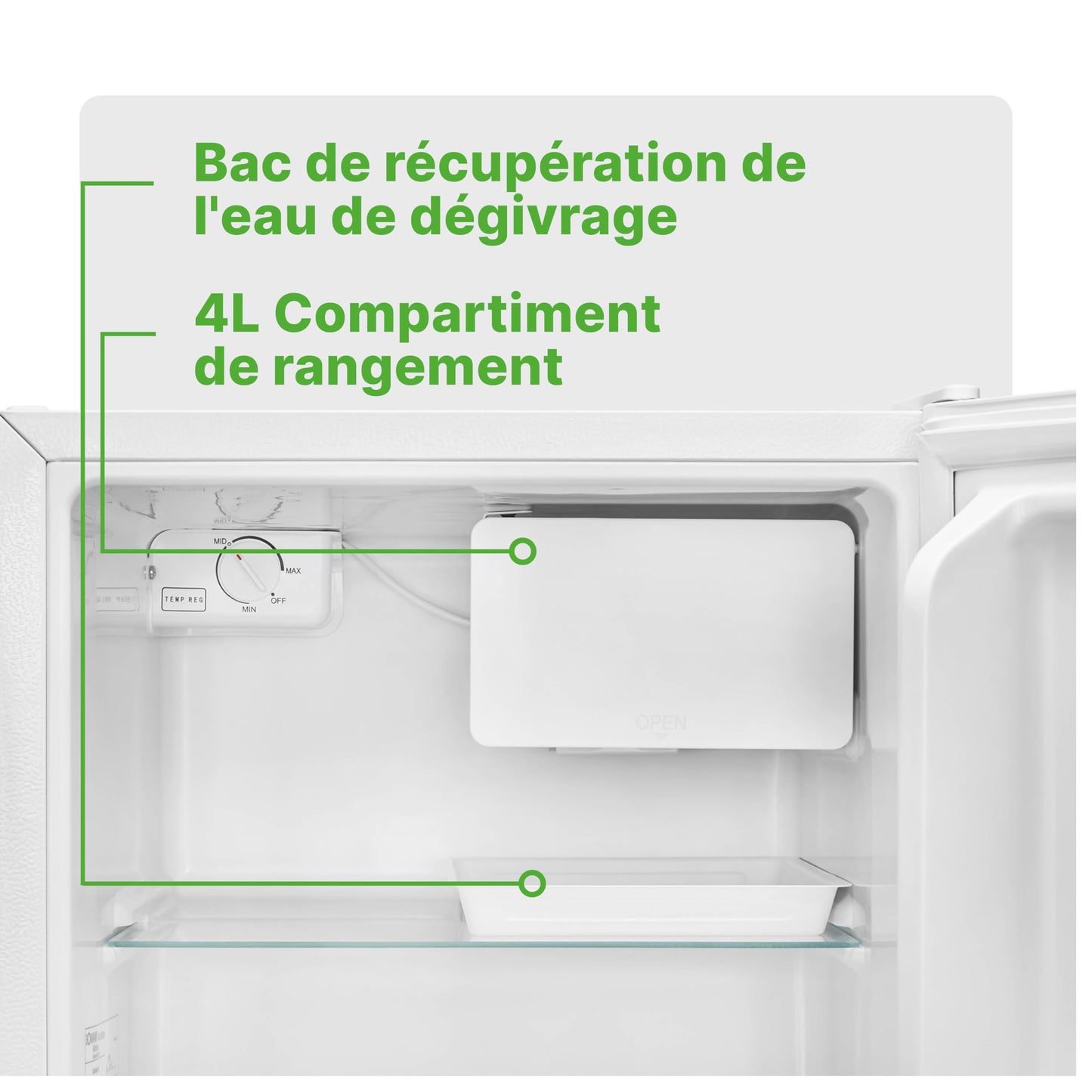 Mini Frigorífico Bomann KB7245 45L Blanco – Congelador 4L, Puerta Reversible, Silencioso, Regulador Temperatura, Clase E