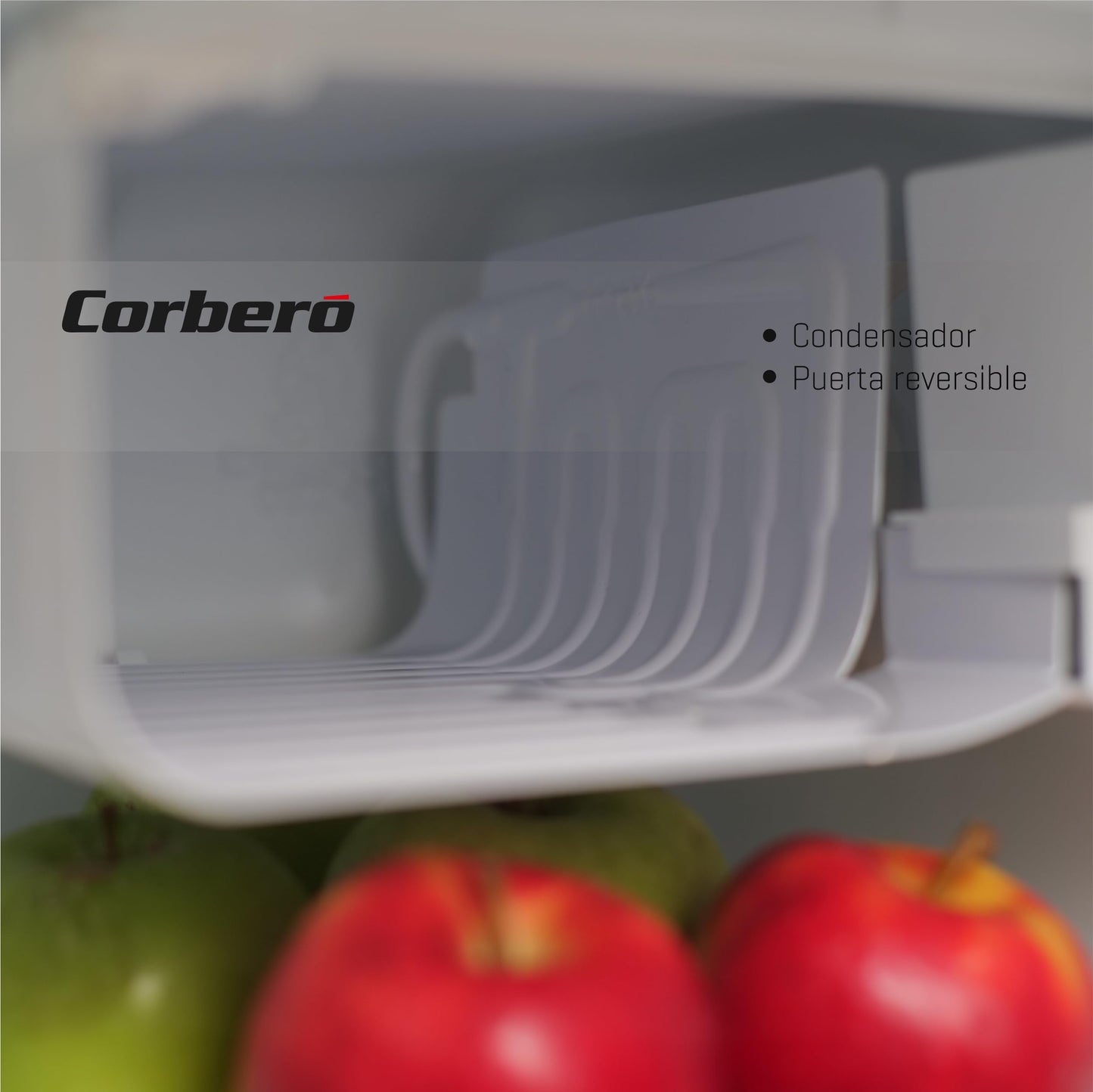 Minibar Corberó 43L – Puerta Reversible, Rango de Temperatura 1-10 °C, Estantes de Plástico, Bajo Ruido, Clase Energética E – Negro