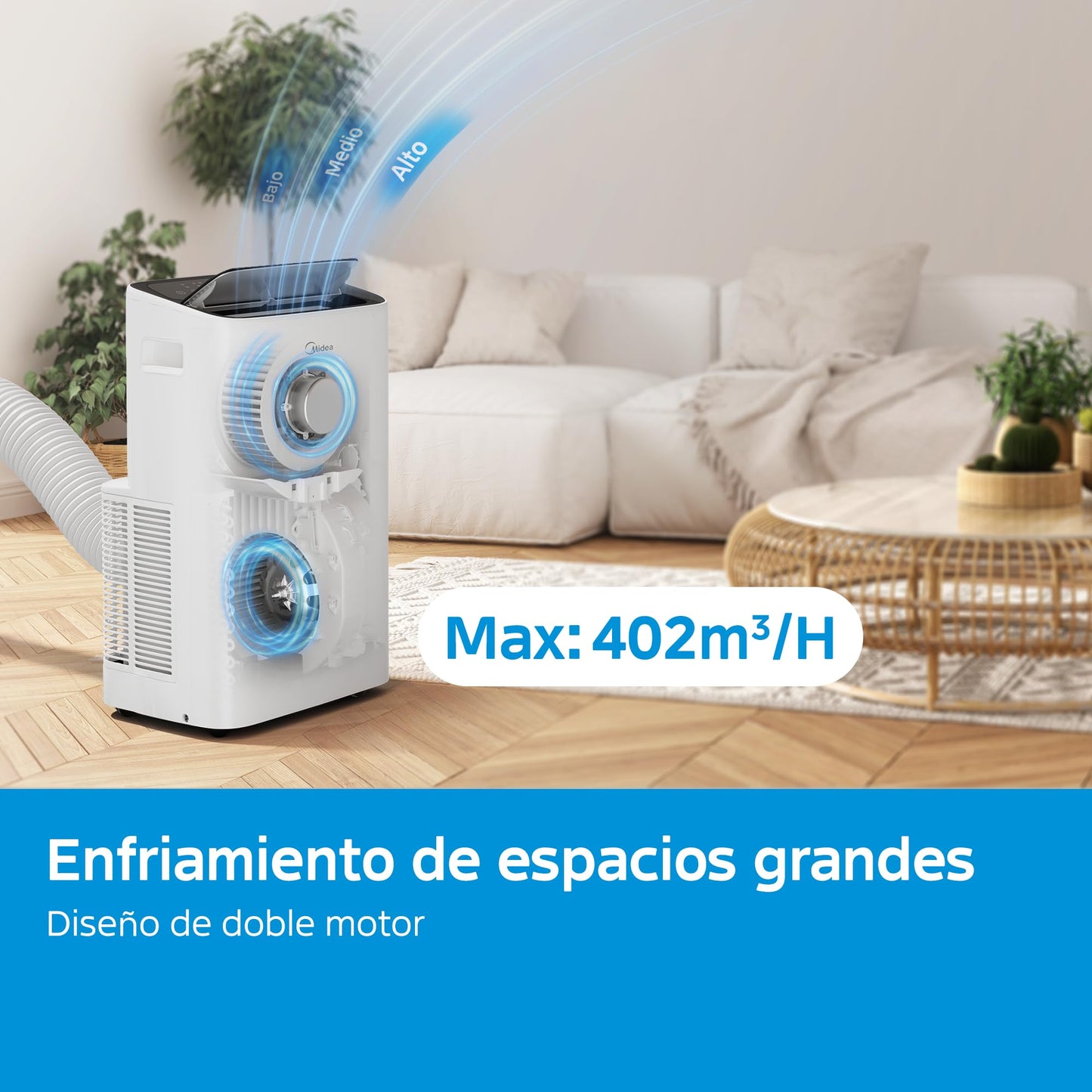 MIDEA Pingüino Portable Air Conditioner with Heating – 12,000 BTU / 3000 Cooling Capacity, Silent Operation, 3500W Heat Pump, 4 Modes, Includes Window Kit and Remote Control