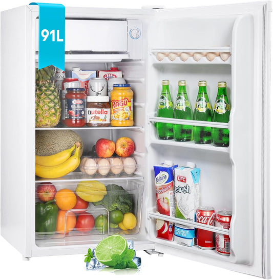 Mini Frigorífico Upstreman BR321 91L con Congelador – Silencioso, Bajo Consumo, Puerta Reversible, Blanco