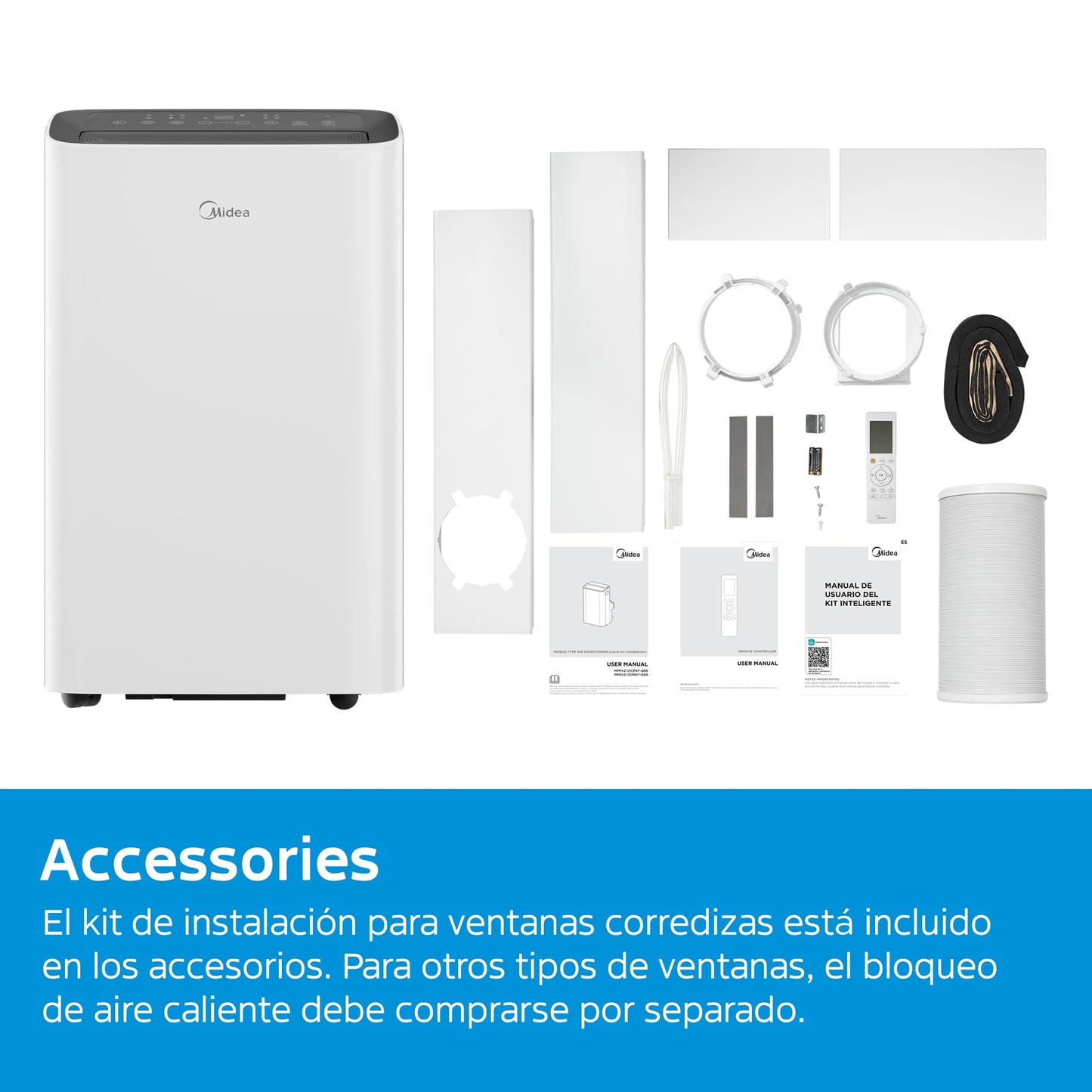 MIDEA Pingüino Portable Air Conditioner with Heating – 12,000 BTU / 3000 Cooling Capacity, Silent Operation, 3500W Heat Pump, 4 Modes, Includes Window Kit and Remote Control