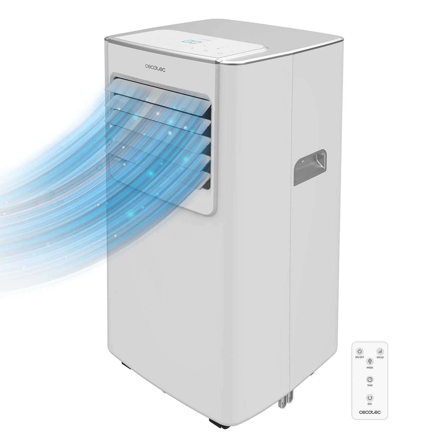 Cecotec Aire Acondicionado Portátil con Mando a Distancia ForceClima 7100, 7000 BTU, Bajo Consumo, Pantalla LED, 4 Modos, 2 Velocidades, Cobertura 15-20m²