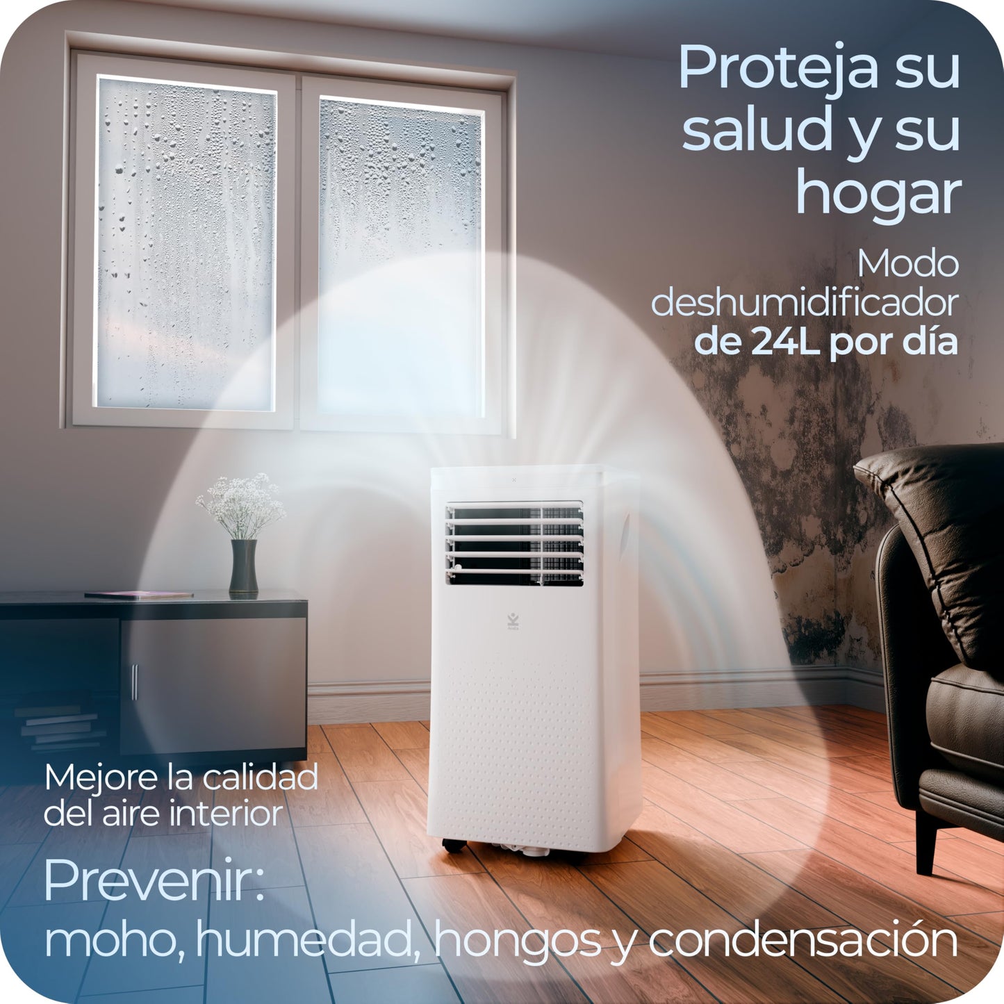 Avalla S-290 Aire Acondicionado Portátil 3 en 1 - 10,000 BTU con Deshumidificador y Ventilador Integrado