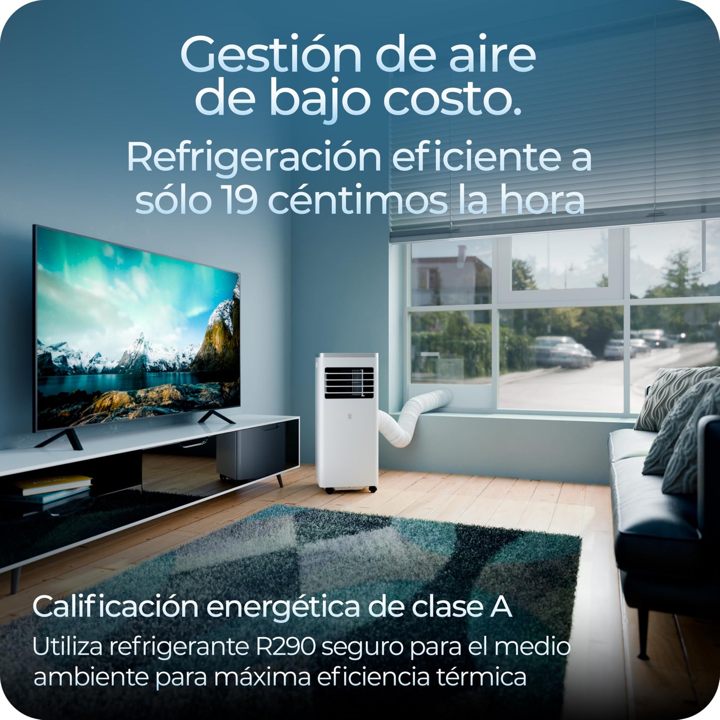 Avalla S-150 Aire Acondicionado Portátil 4 en 1 - 8,000 BTU con Deshumidificador, Ventilador y Modo Sueño para Espacios de Hasta 80 m³