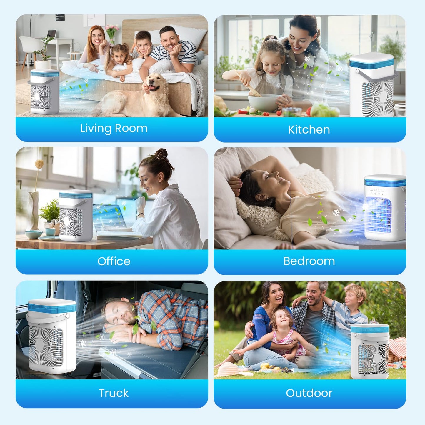 AIMIUVEI Mini Portable Air Conditioner 5-in-1 Air Cooler with 1000ml Tank, 3 Speeds, Dual Mist Modes, 2-4 Hour Timer, 7-Color LED Fan Cooler – Ideal for Bedroom and Office