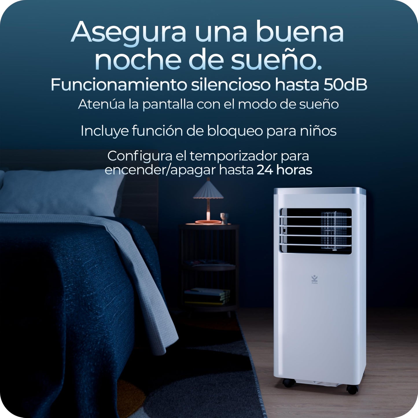 Avalla S-150 Aire Acondicionado Portátil 4 en 1 - 8,000 BTU con Deshumidificador, Ventilador y Modo Sueño para Espacios de Hasta 80 m³