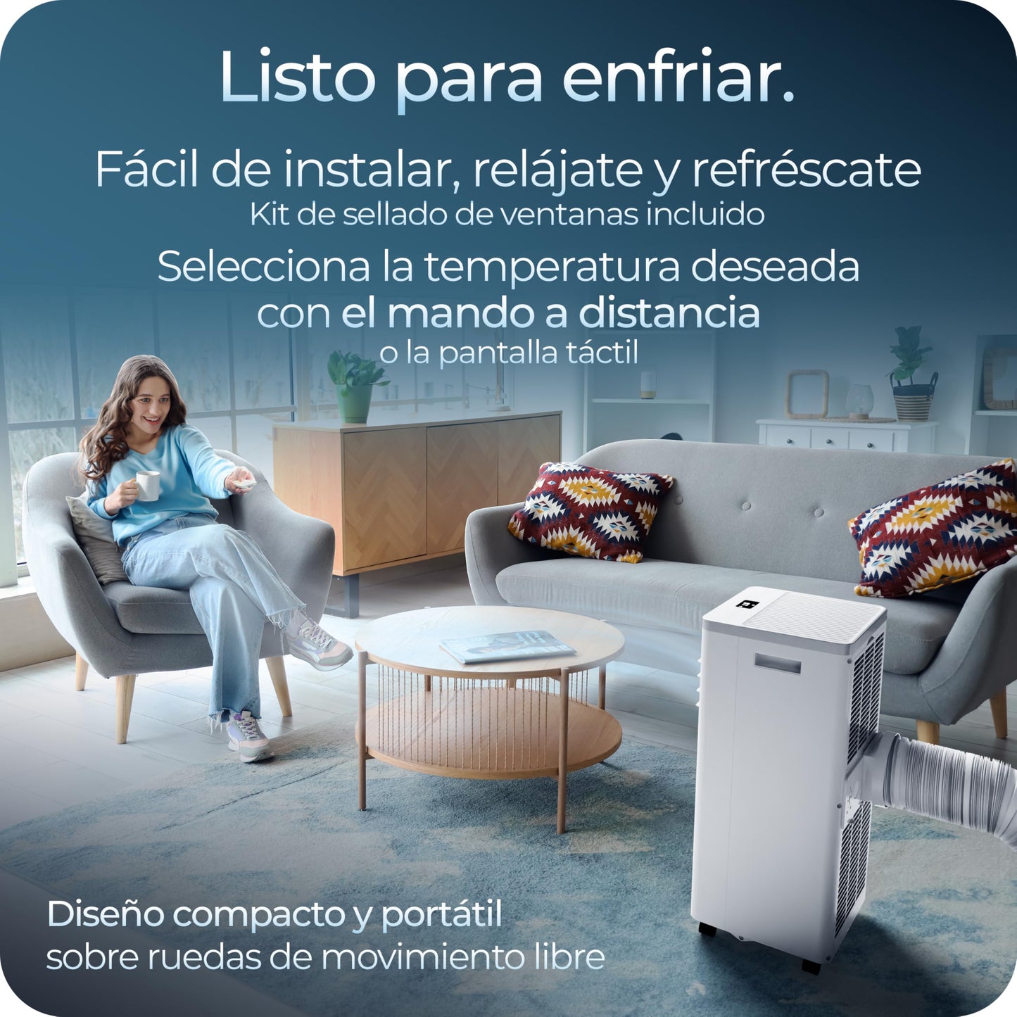 Avalla S-150 Aire Acondicionado Portátil 4 en 1 - 8,000 BTU con Deshumidificador, Ventilador y Modo Sueño para Espacios de Hasta 80 m³