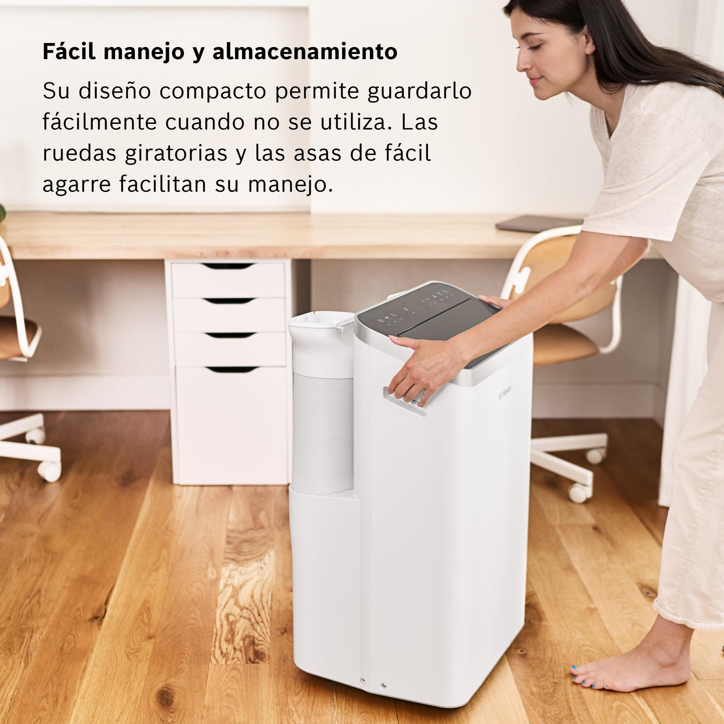 Bosch Cool 4000 AC Portátil 3 en 1 – Aire Acondicionado, Deshumidificador y Ventilador, 2,6 kW, Cobertura hasta 35 m², Modo Automático, Silencioso y Función Sleep