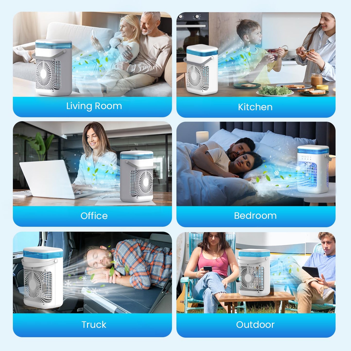 SWGOTA Mini Portable Air Conditioner – 5-in-1 Small Air Cooler with 1000ml Tank, 3 Speeds, Dual Mist Modes, 2-4 Hour Timer, 7 LED Lights, Fan Cooler for Bedroom and Office
